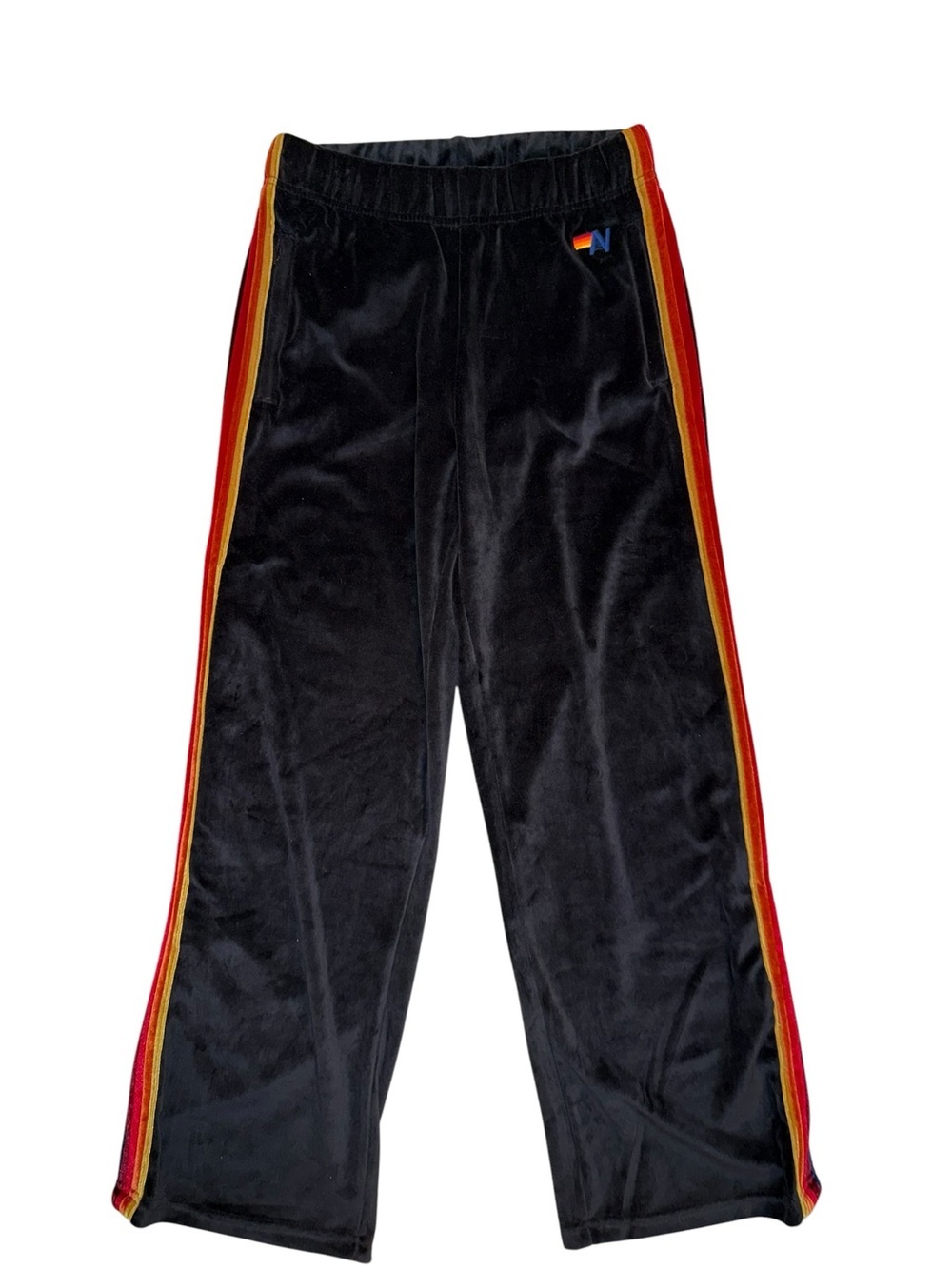 Aviator Nation Black Velvet Stripe Track Pants - Large